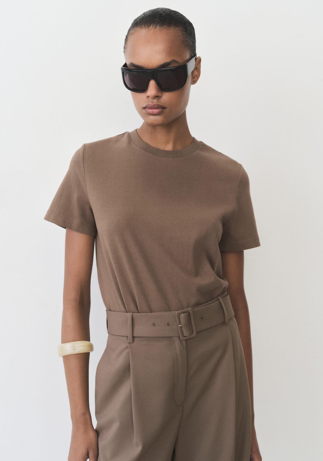 Mango Short Sleeve T-Shirt - Medium Brown 1 Shaws Department Stores
