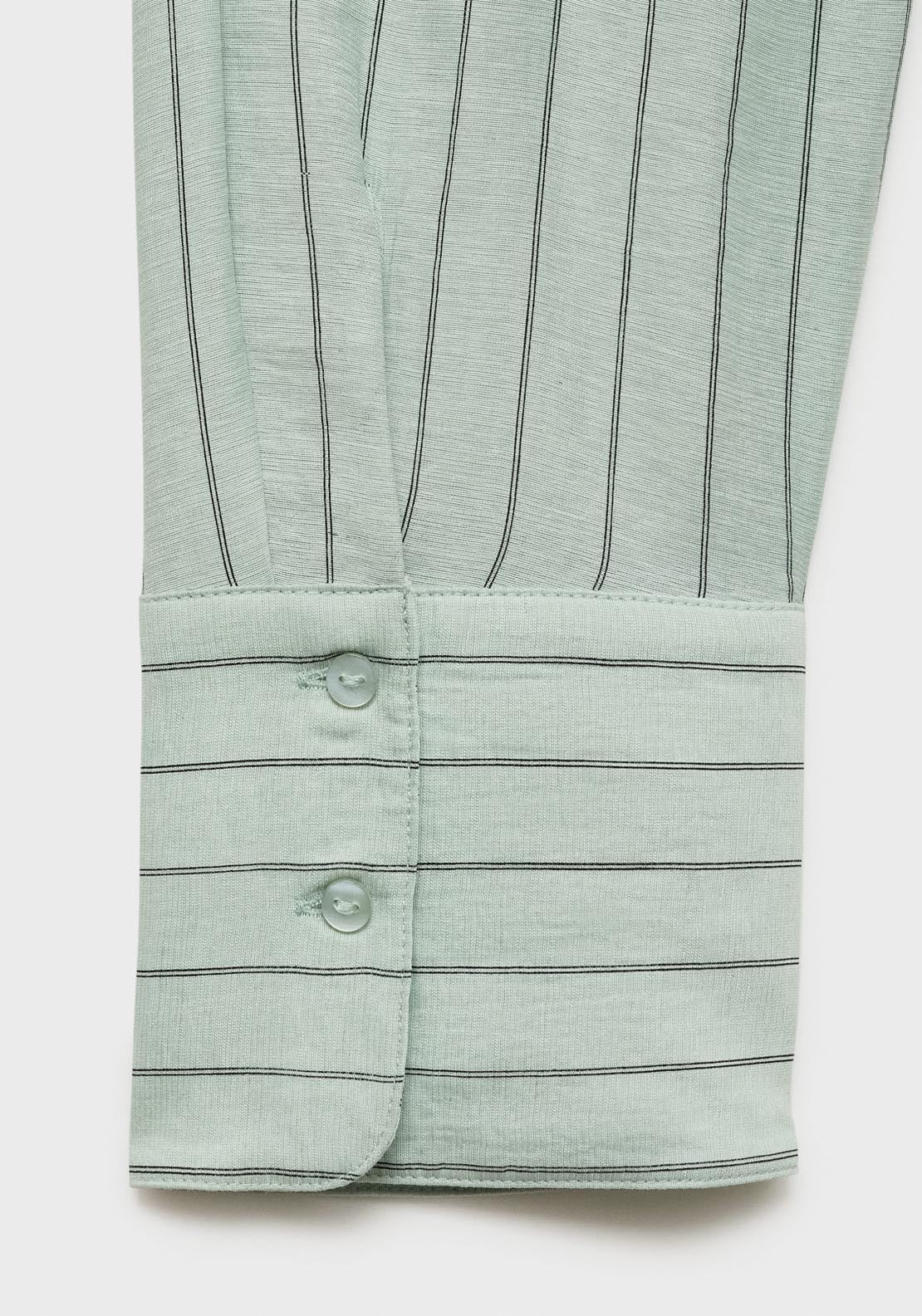 Mango Striped Cropped Shirt - Green 9 Shaws Department Stores