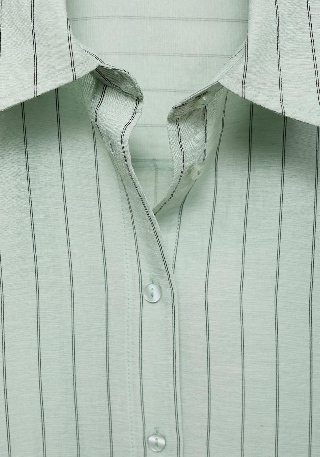 Mango Striped Cropped Shirt - Green 6 Shaws Department Stores