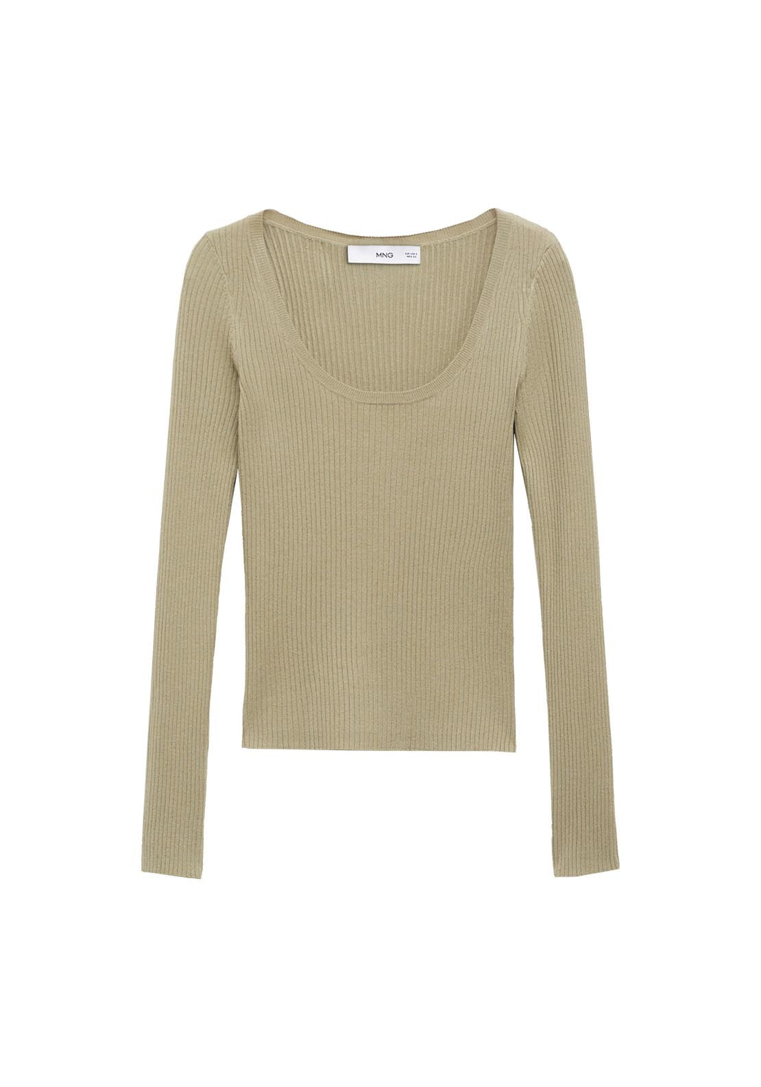 Mango Knitted Ribbed Sweater - Beige/khaki 6 Shaws Department Stores