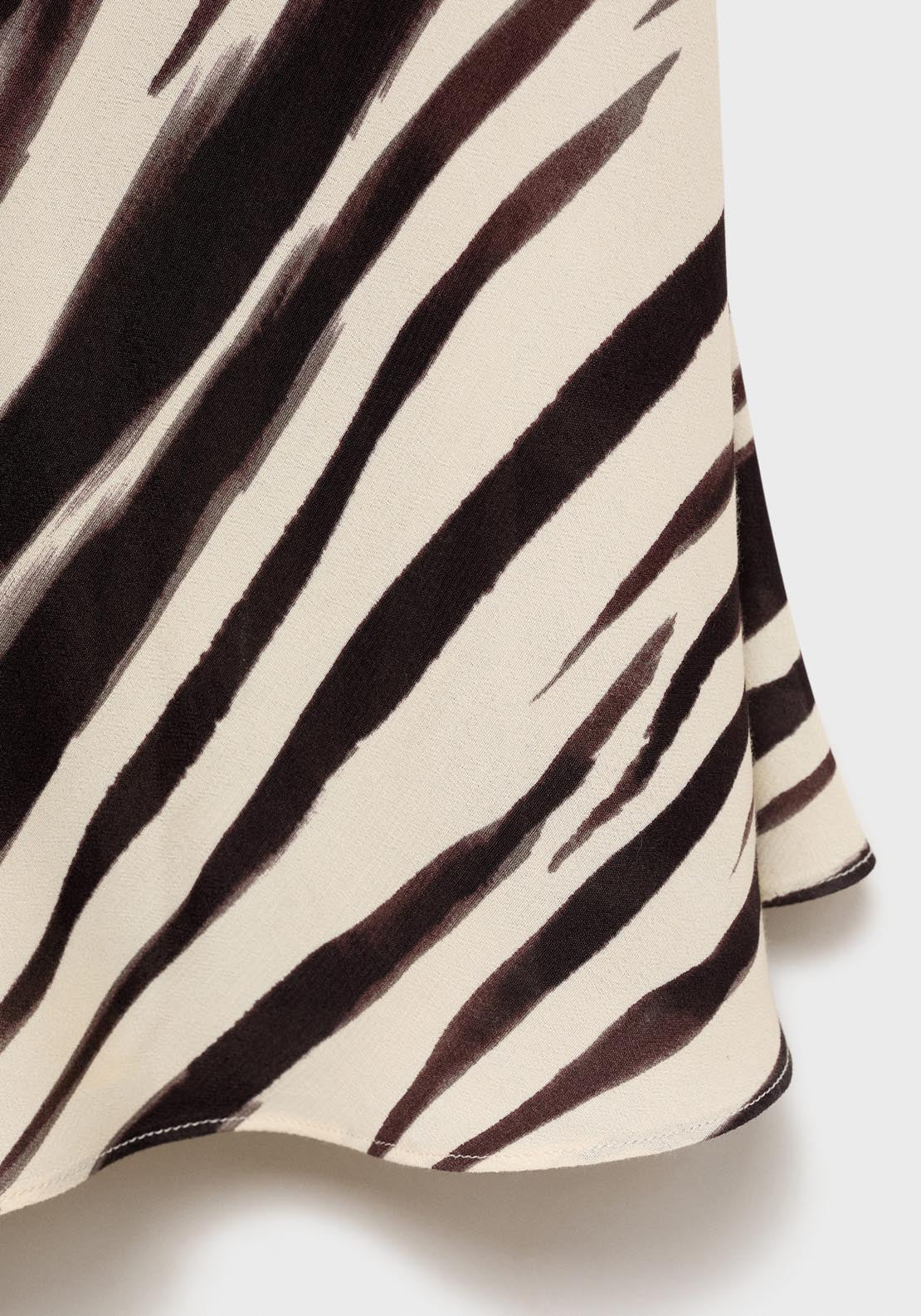 Mango Zebra Print Midi Dress - Light Beige 7 Shaws Department Stores