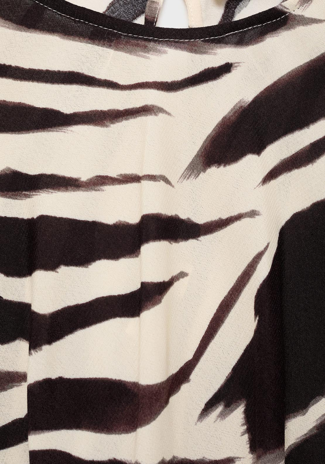 Mango Zebra Print Midi Dress - Light Beige 6 Shaws Department Stores