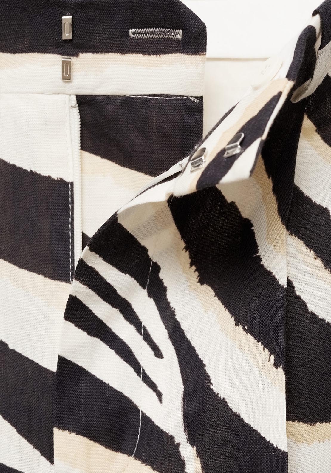 Mango Zebra pleated wide leg trousers - Light Beige 5 Shaws Department Stores