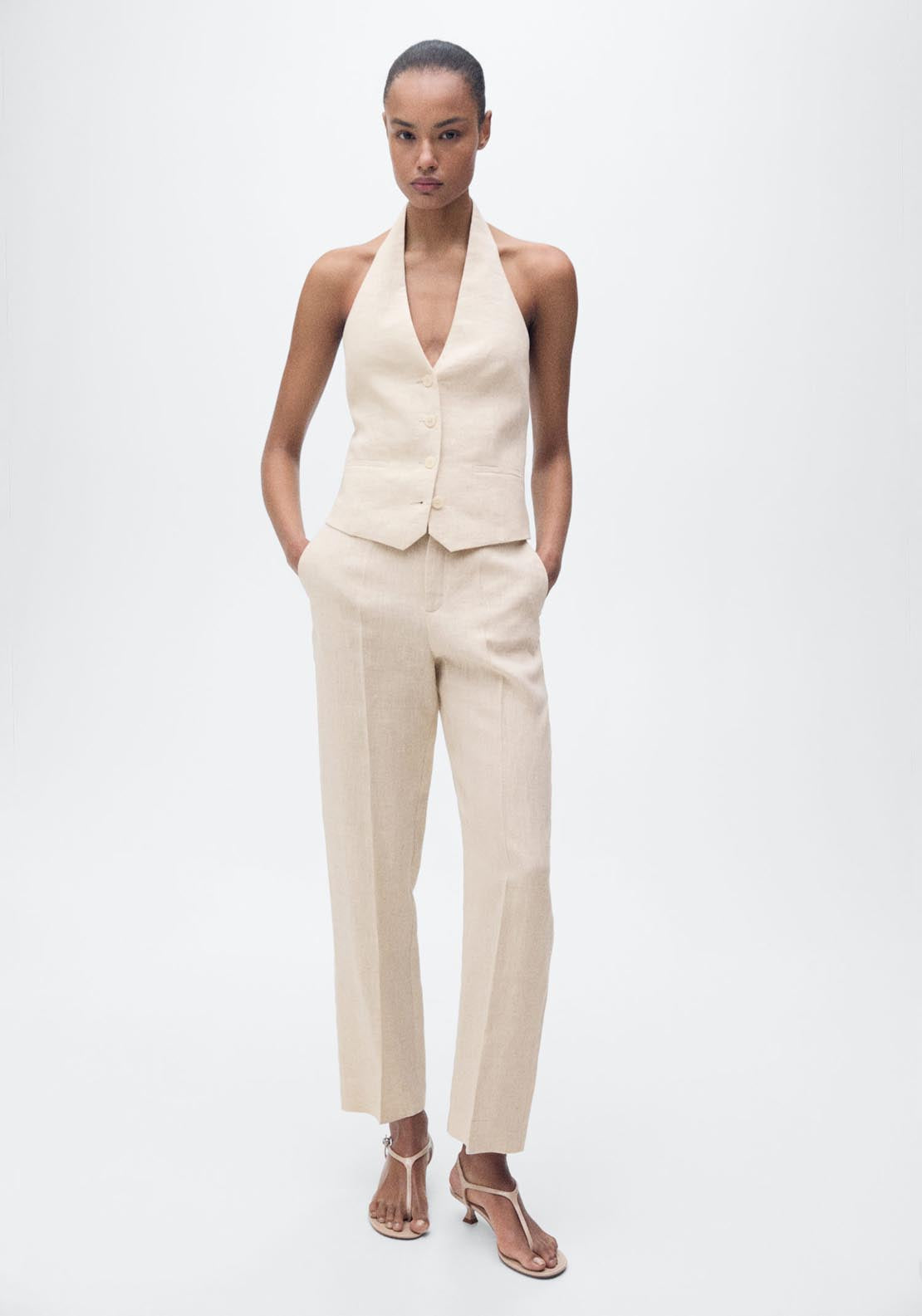 Mango Linen Suit Waistcoat - Light/pastel Gray 5 Shaws Department Stores