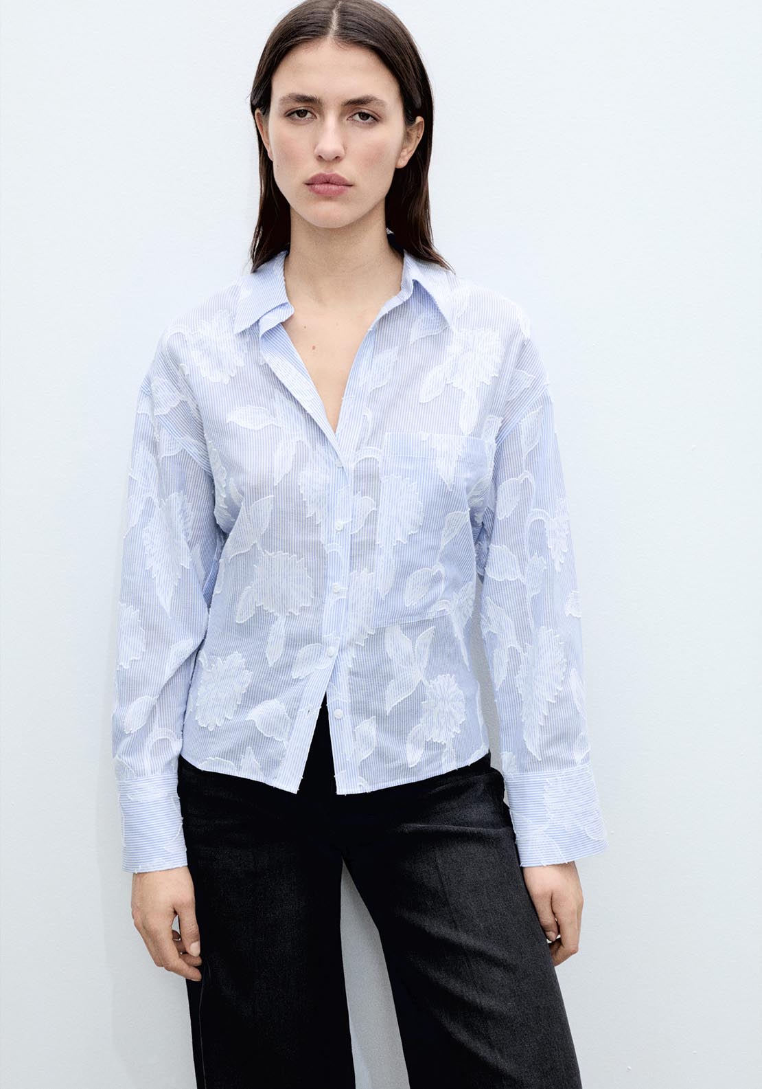 Mango Floral Shirt - Light/pastel Blue 1 Shaws Department Stores