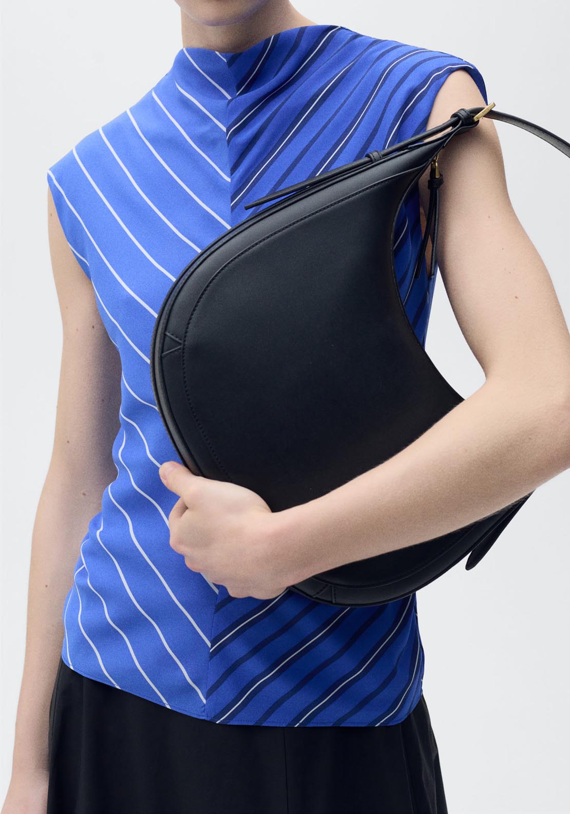 Mango Combined Striped Blouse - Medium Blue 5 Shaws Department Stores