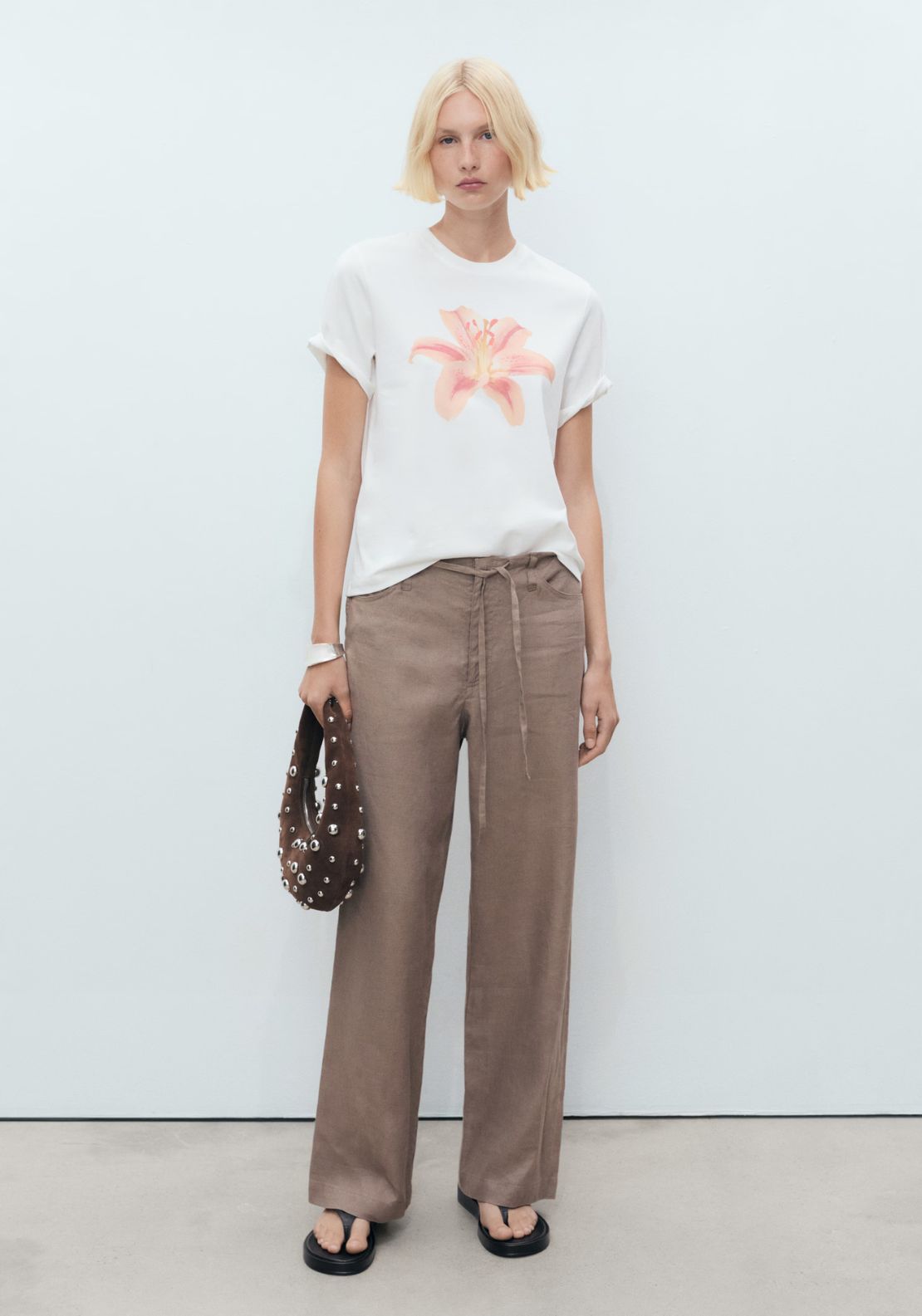 Mango Floral Print T-Shirt - White 3 Shaws Department Stores