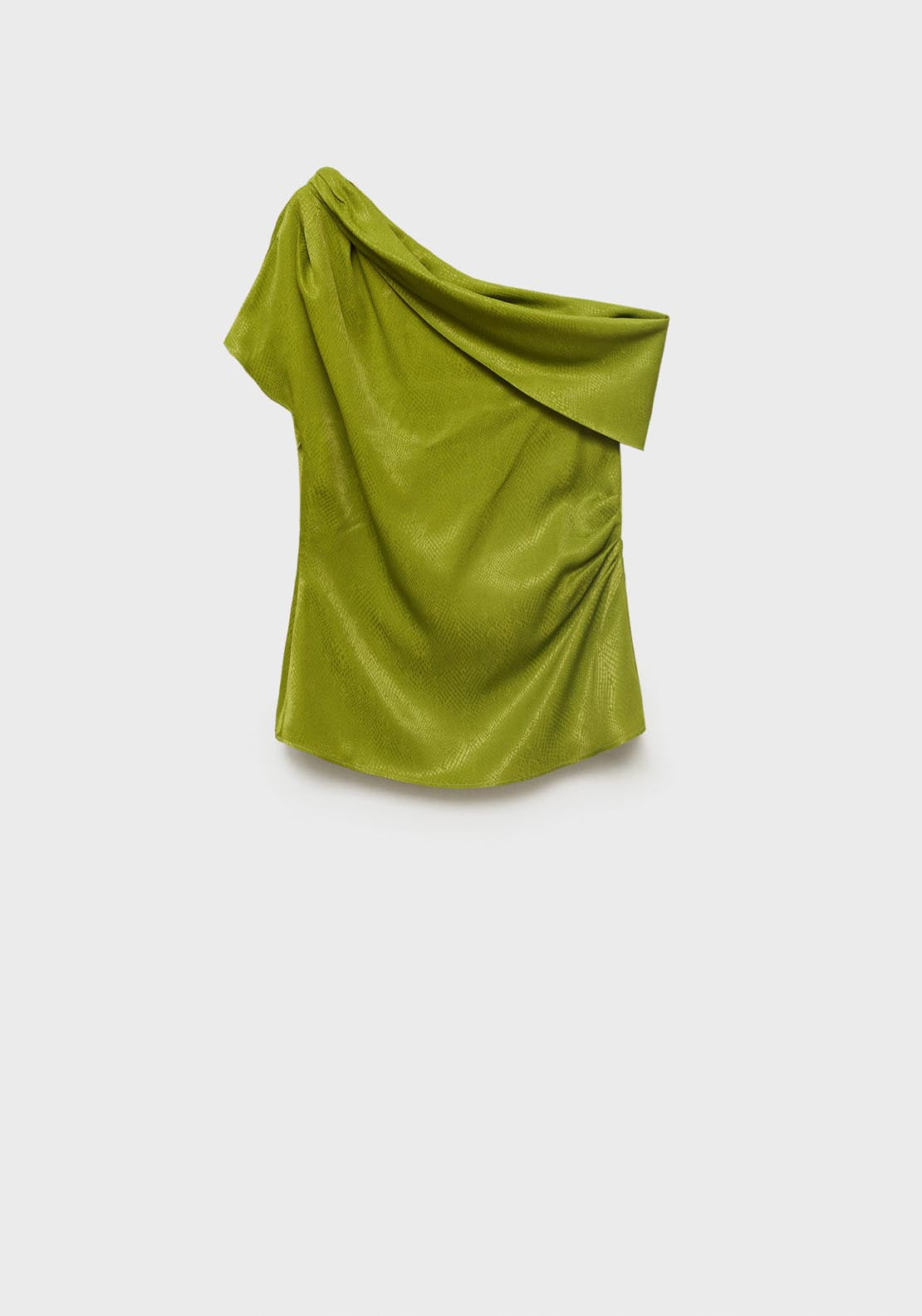 Mango Satin Blouse With Asymmetrical Neck - Green 7 Shaws Department Stores
