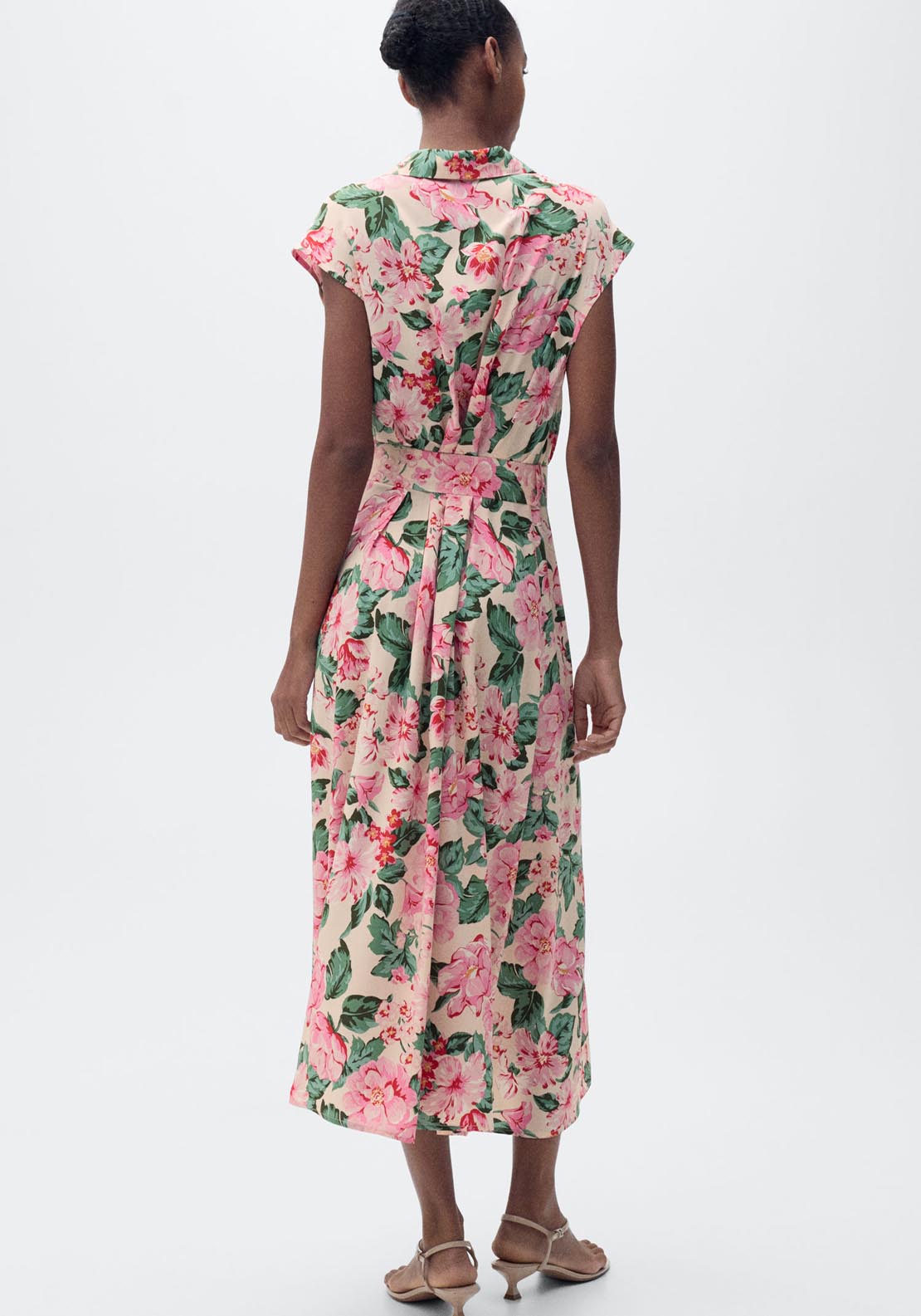 Mango Printed Shirt Dress With Belt - Light Beige 2 Shaws Department Stores