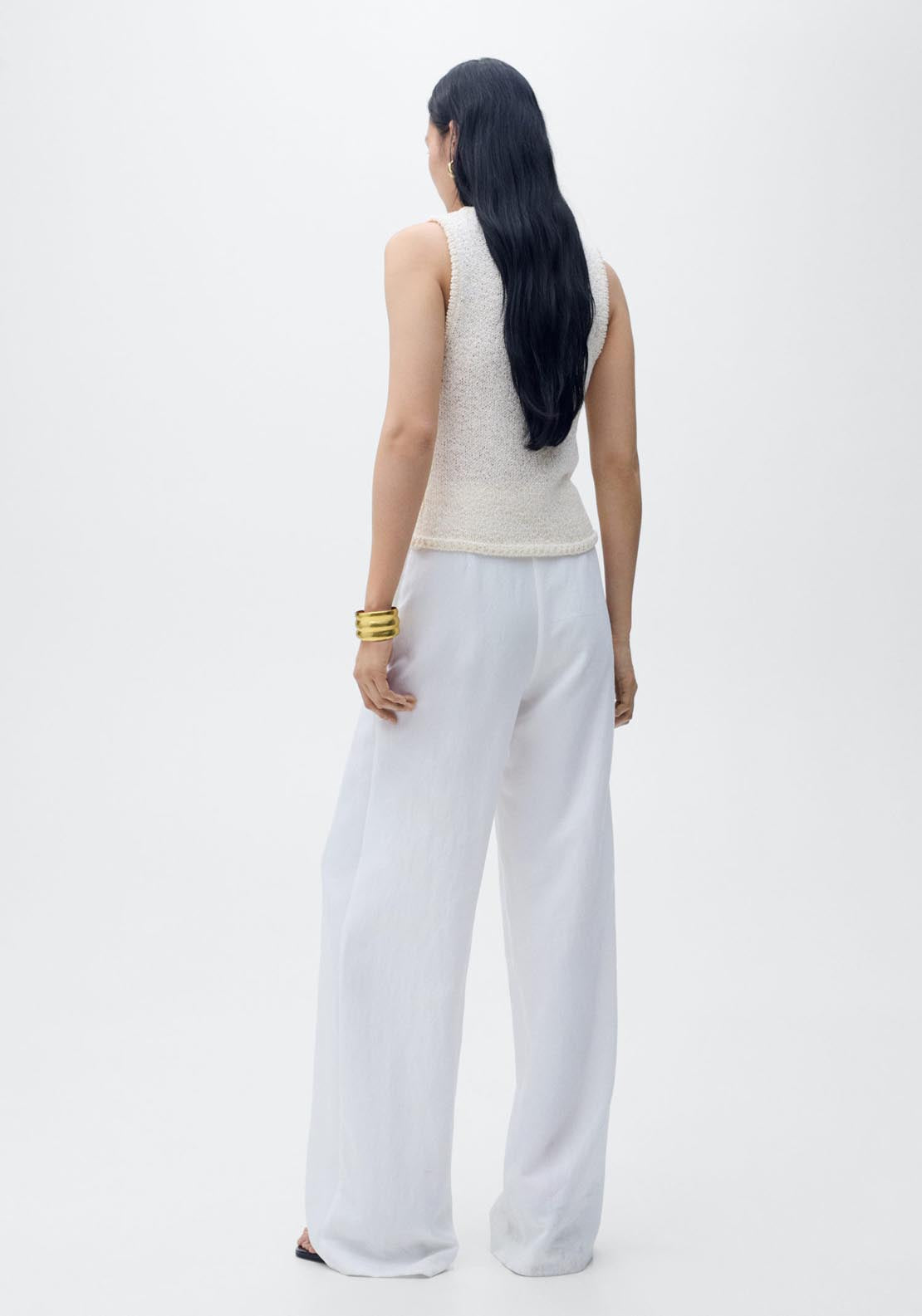 Mango Lyocell Suit Trousers With Bow Belt - White 2 Shaws Department Stores