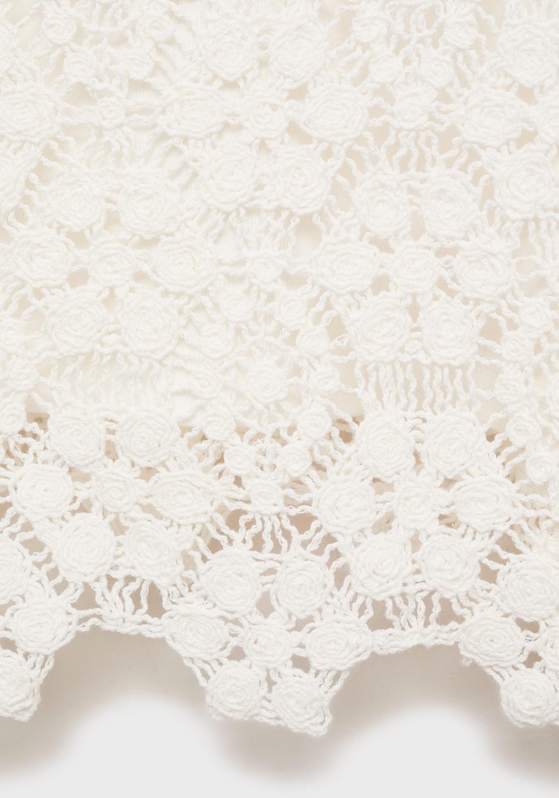 Mango Straight-Fit Crochet Top - Beige 6 Shaws Department Stores