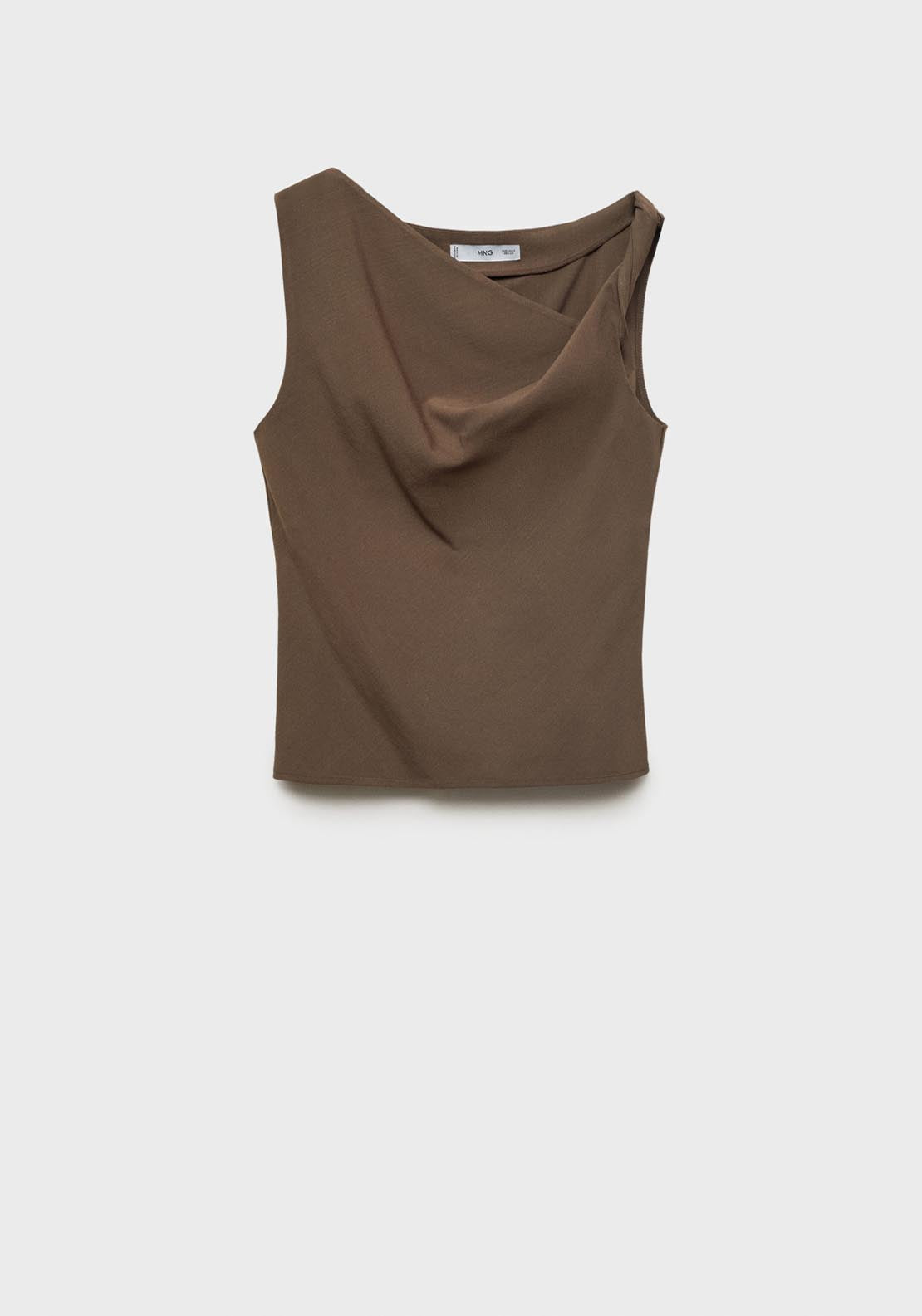 Mango Asymmetrical Draped Top With Straps - Brown 7 Shaws Department Stores