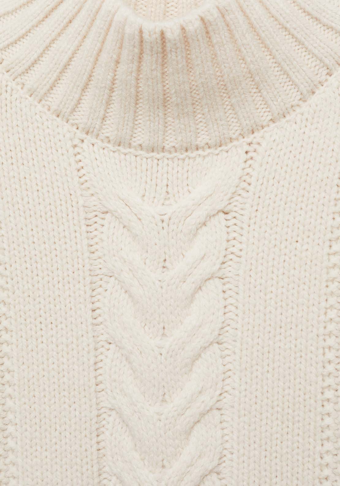 Mango Perkins-neck braided sweater - Light Beige 6 Shaws Department Stores