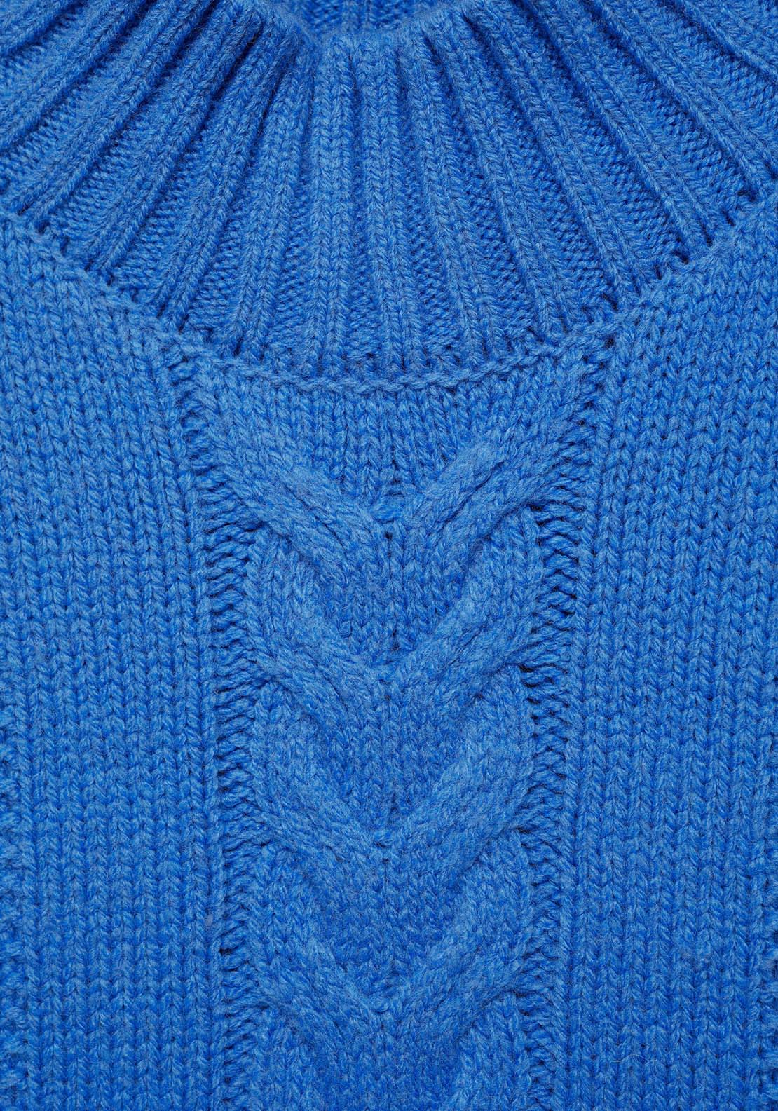 Mango Perkins-neck braided sweater - Bright Blue 5 Shaws Department Stores