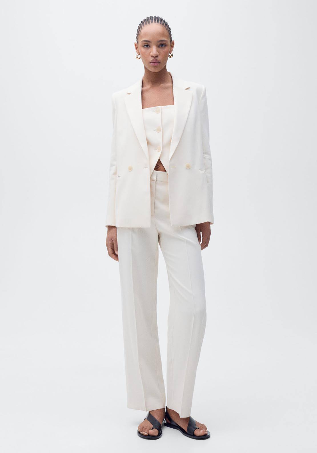 Mango Suit waistcoat with open back - Light Beige 11 Shaws Department Stores