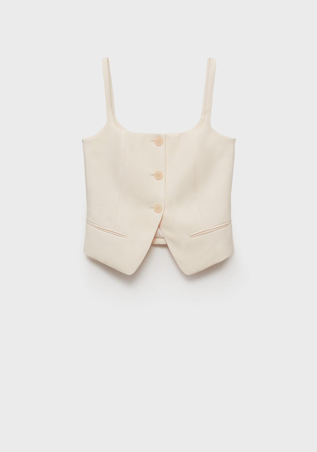 Mango Suit waistcoat with open back - Light Beige 10 Shaws Department Stores