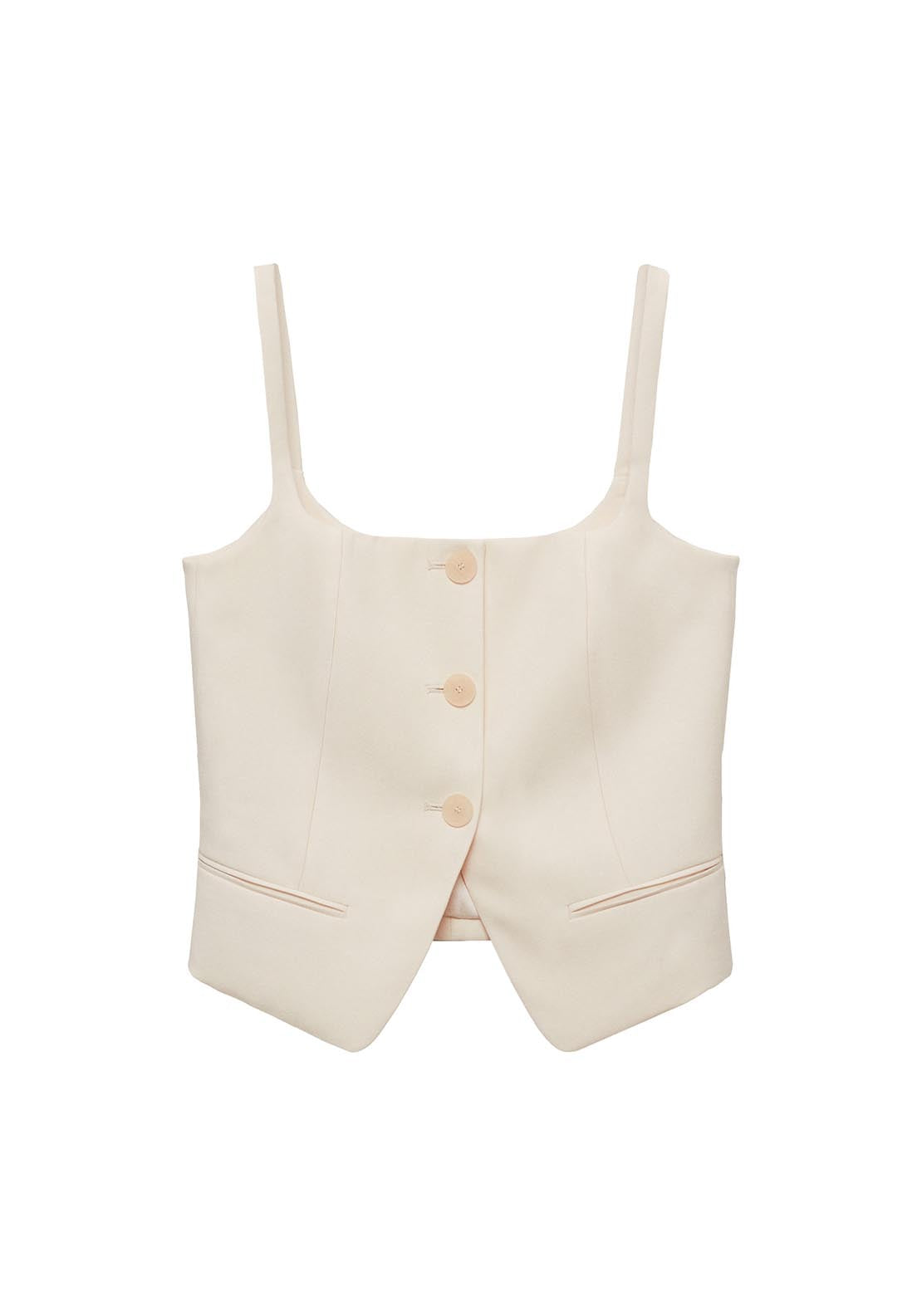 Mango Suit waistcoat with open back - Light Beige 17 Shaws Department Stores