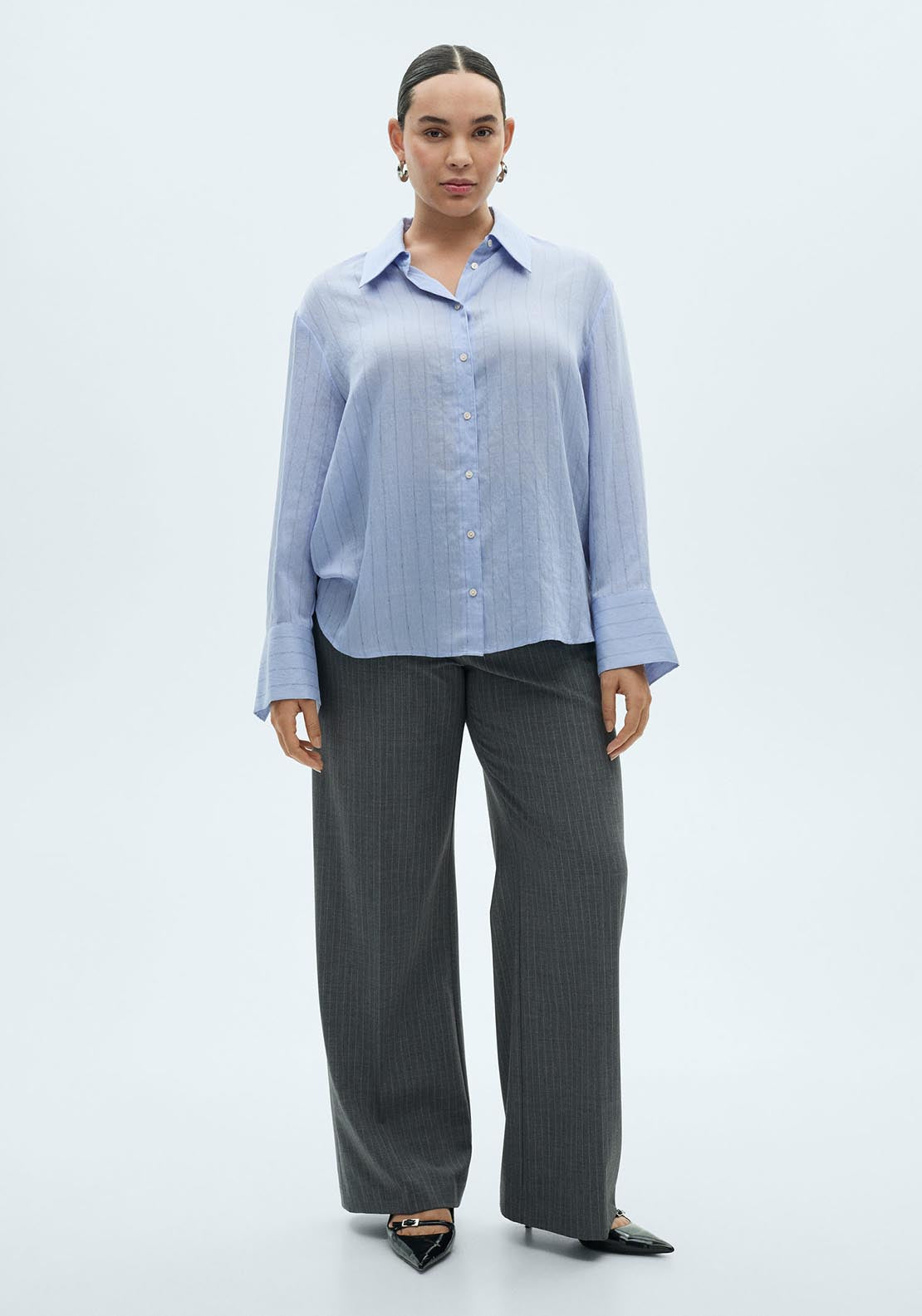 Mango Stripe-print shirt - Medium Blue 5 Shaws Department Stores