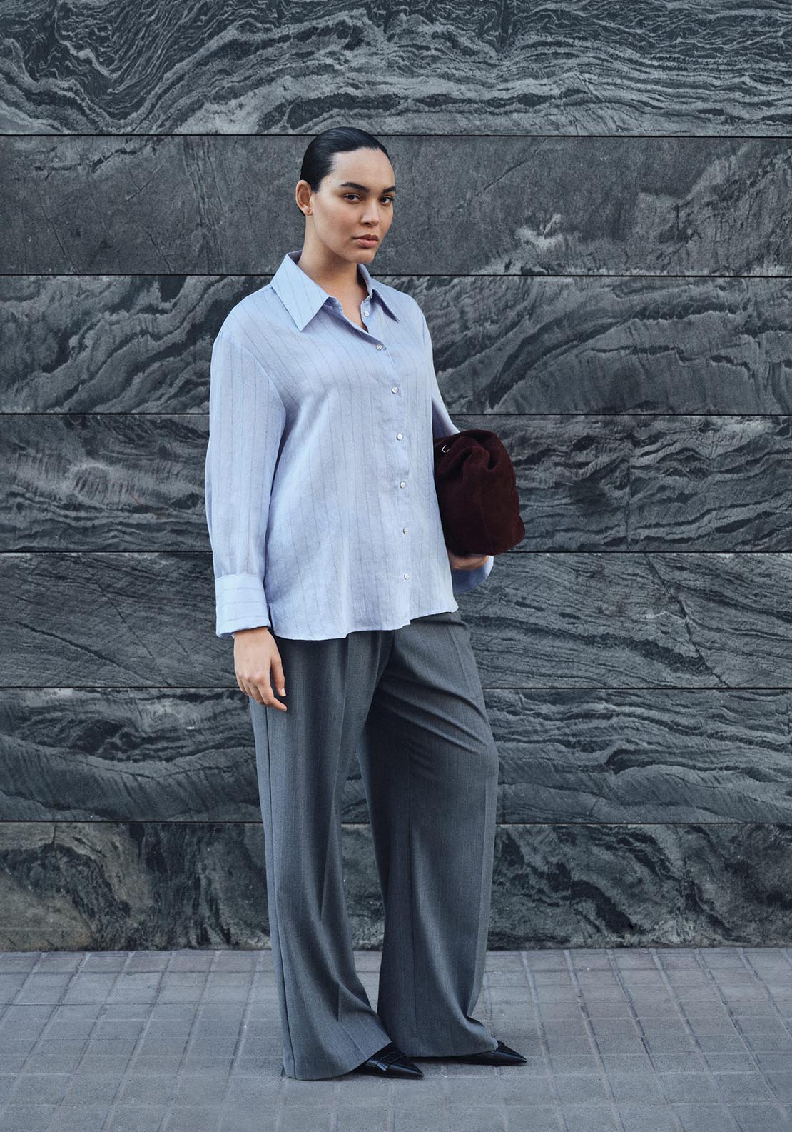 Mango Stripe-print shirt - Medium Blue 9 Shaws Department Stores