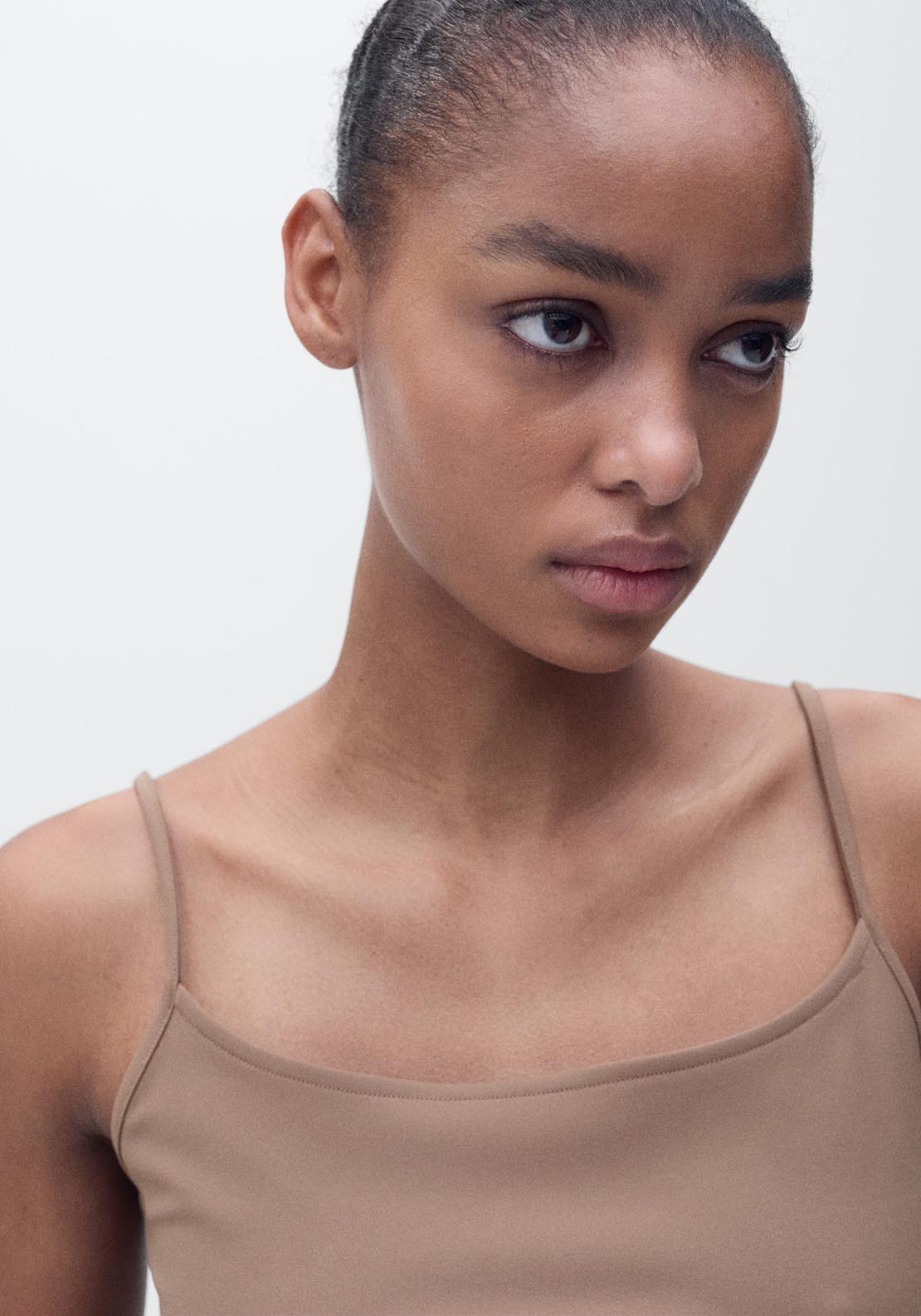 Mango Fitted Top With Thin Straps - Brown 3 Shaws Department Stores