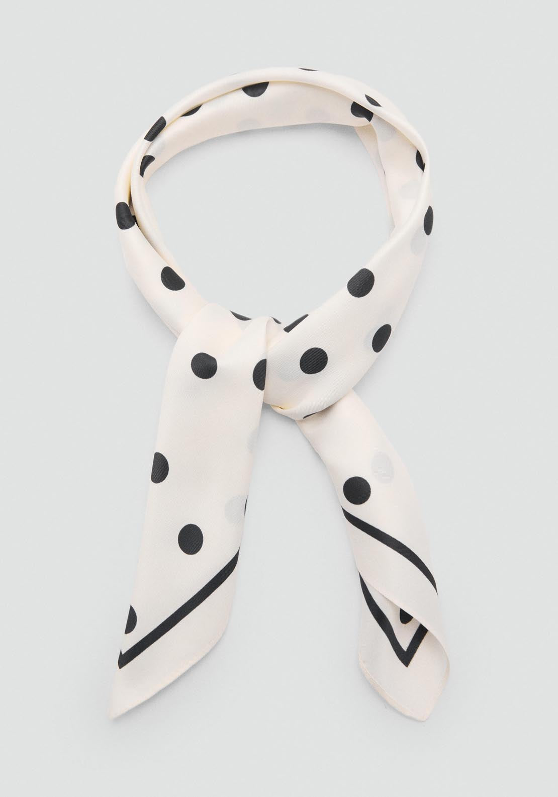 Mango Polka Dot Satin Scarf - Light Beige 1 Shaws Department Stores