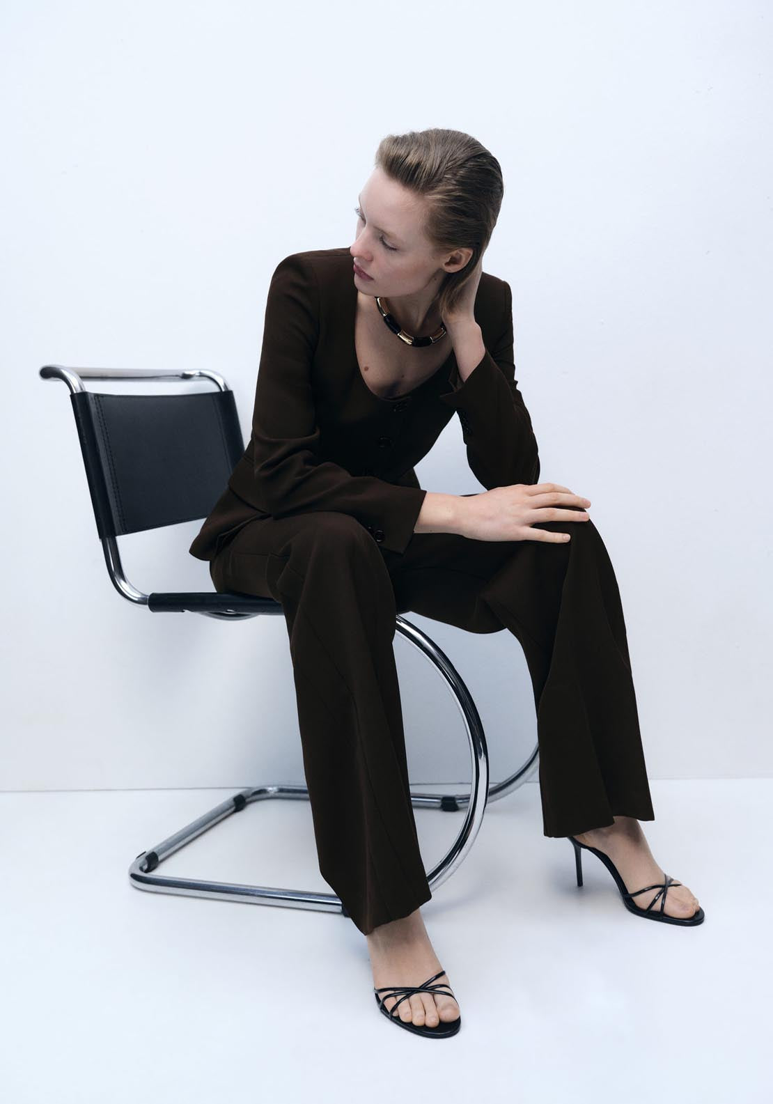 Mango Straight Suit Trousers - Dark Brown 5 Shaws Department Stores