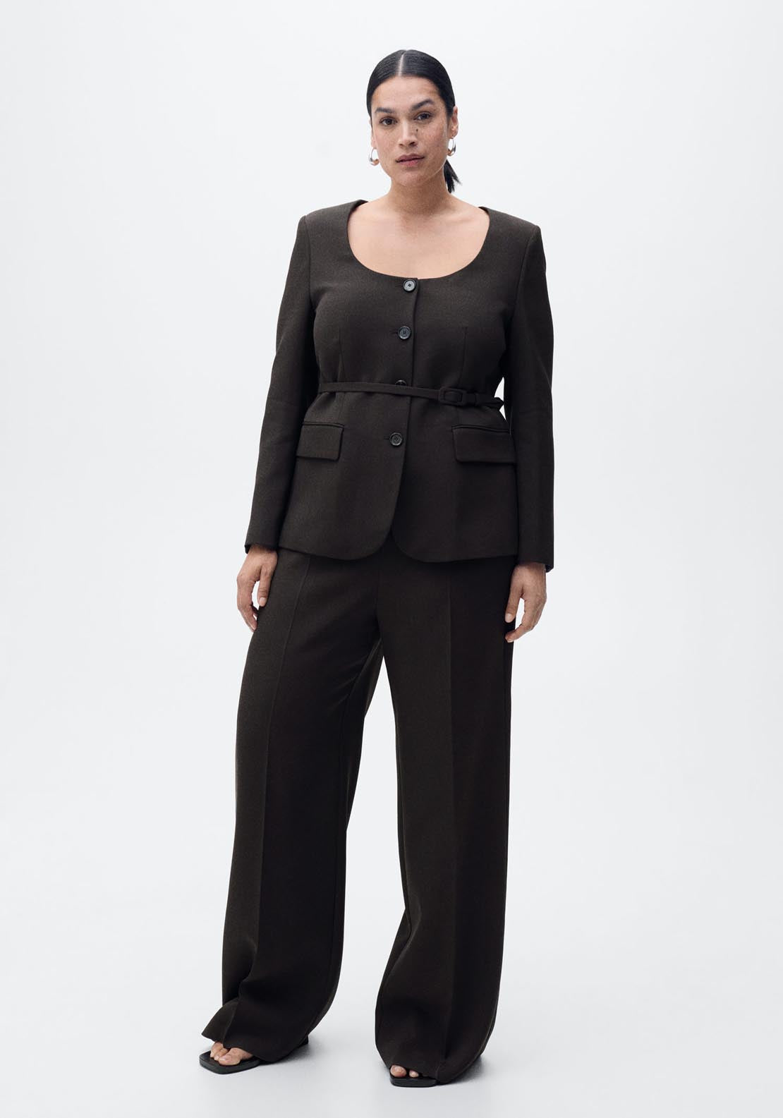 Mango Straight Suit Trousers - Dark Brown 6 Shaws Department Stores
