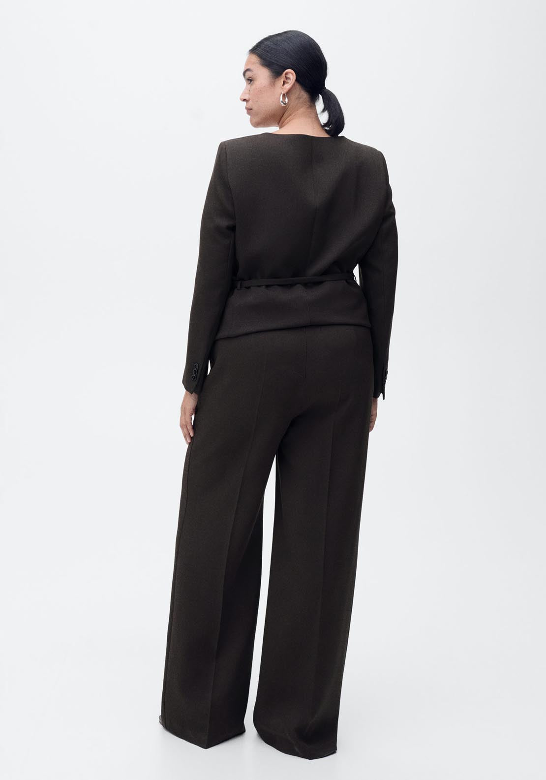 Mango Straight Suit Trousers - Dark Brown 7 Shaws Department Stores