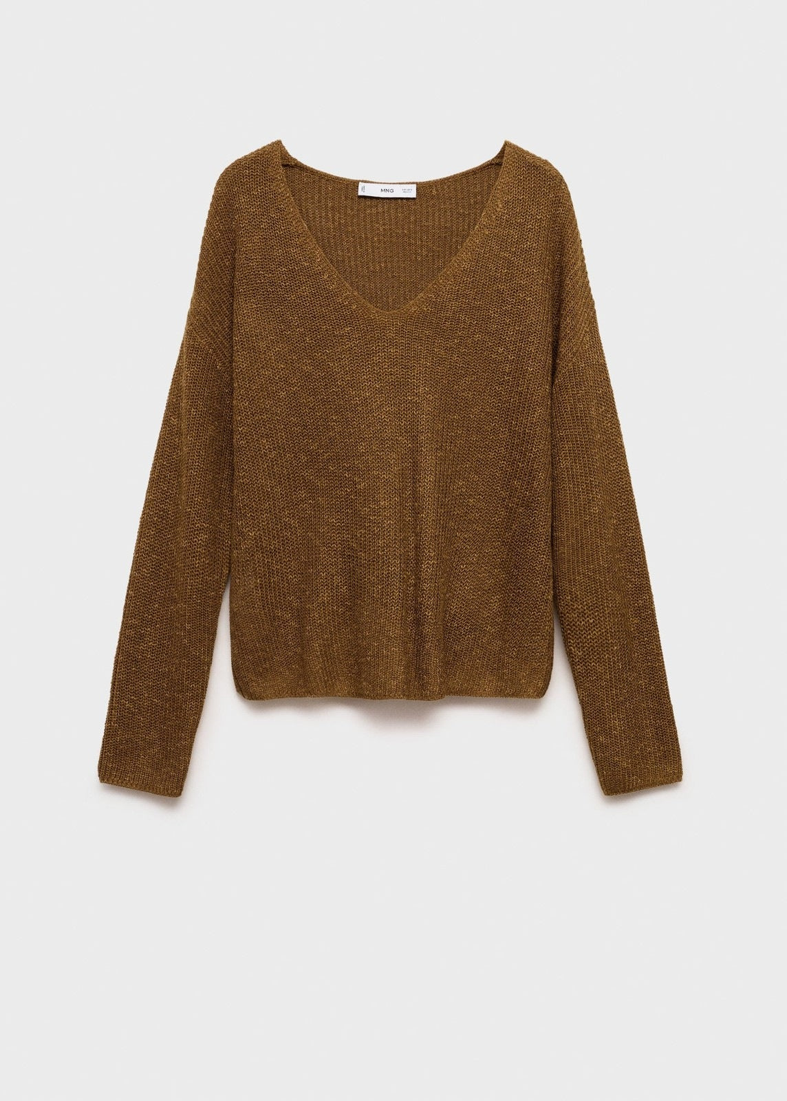 Mango V-neck knit sweater - Medium Brown 8 Shaws Department Stores