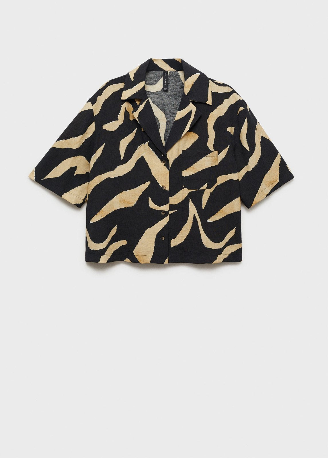 Mango Printed short-sleeved shirt - Black 5 Shaws Department Stores