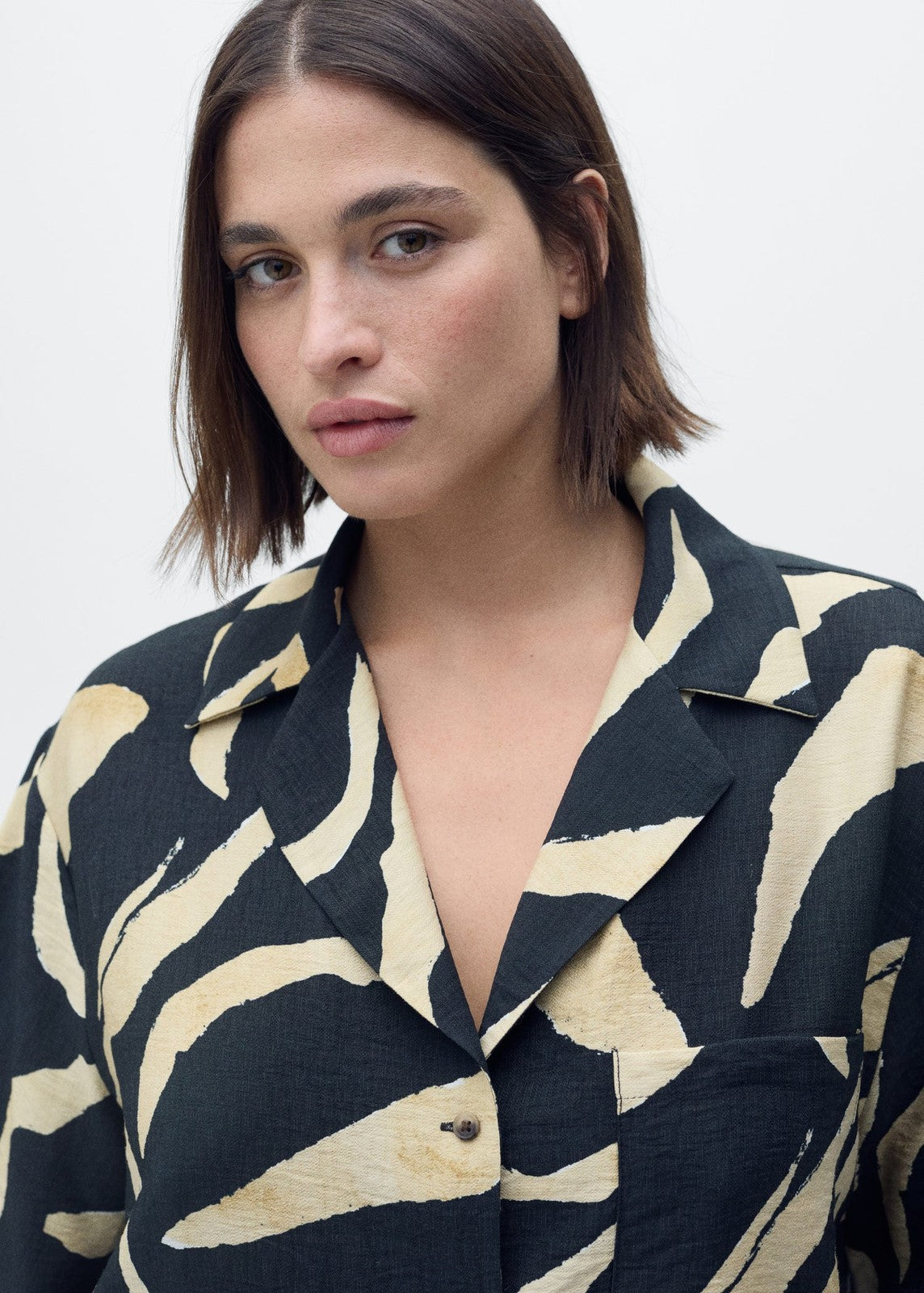 Mango Printed short-sleeved shirt - Black 2 Shaws Department Stores