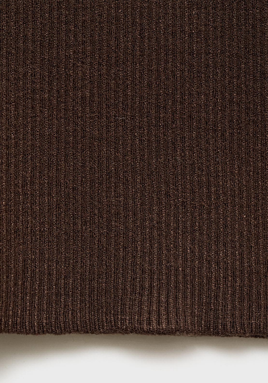 Mango Ribbed Knit Top - Dark Brown 6 Shaws Department Stores