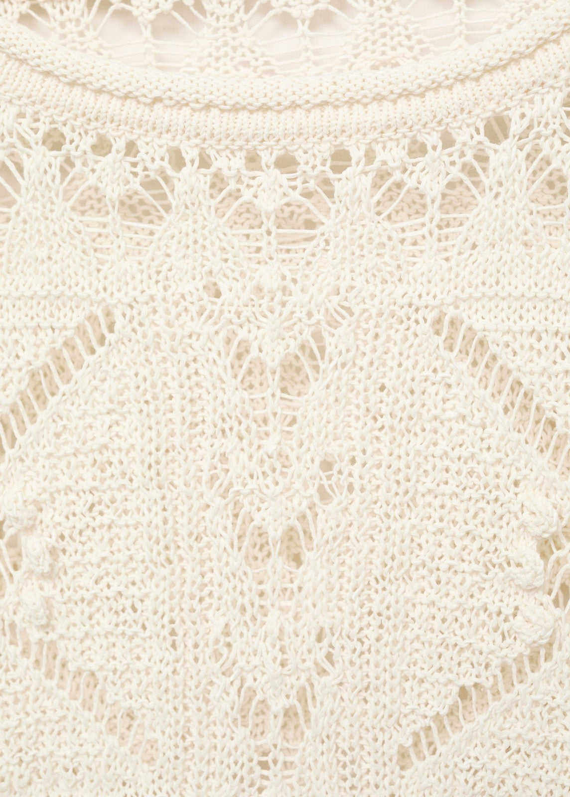 Mango Oversized openwork knitted sweater - Light Beige 6 Shaws Department Stores