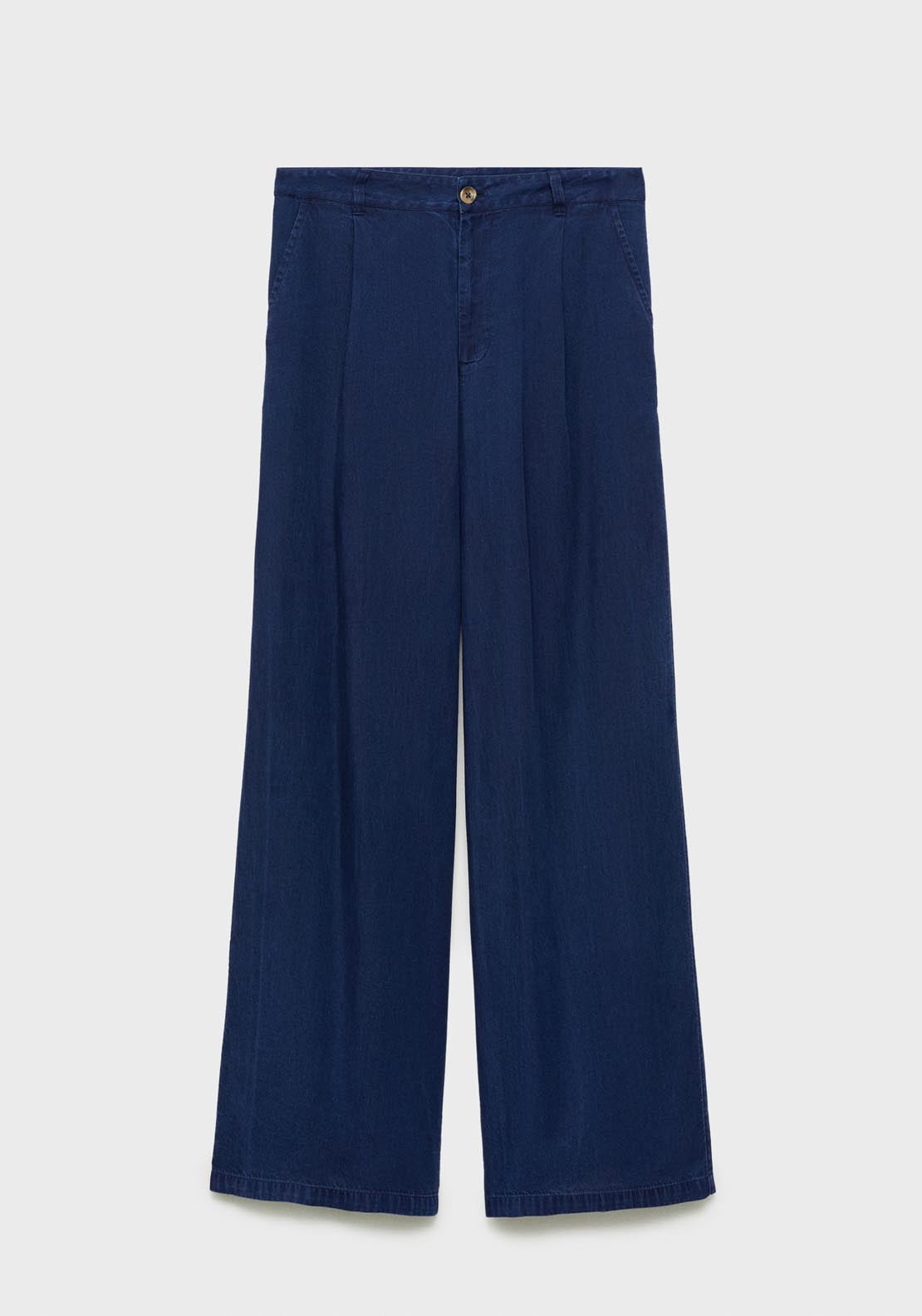 Mango Wide-Leg Lyocell Trousers With Pleats - Open Blue 6 Shaws Department Stores