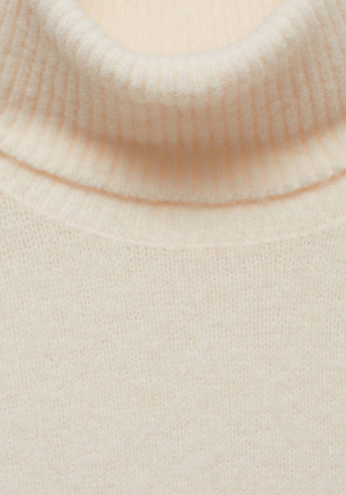 Mango Short turtleneck knitted dress - Light Beige 6 Shaws Department Stores