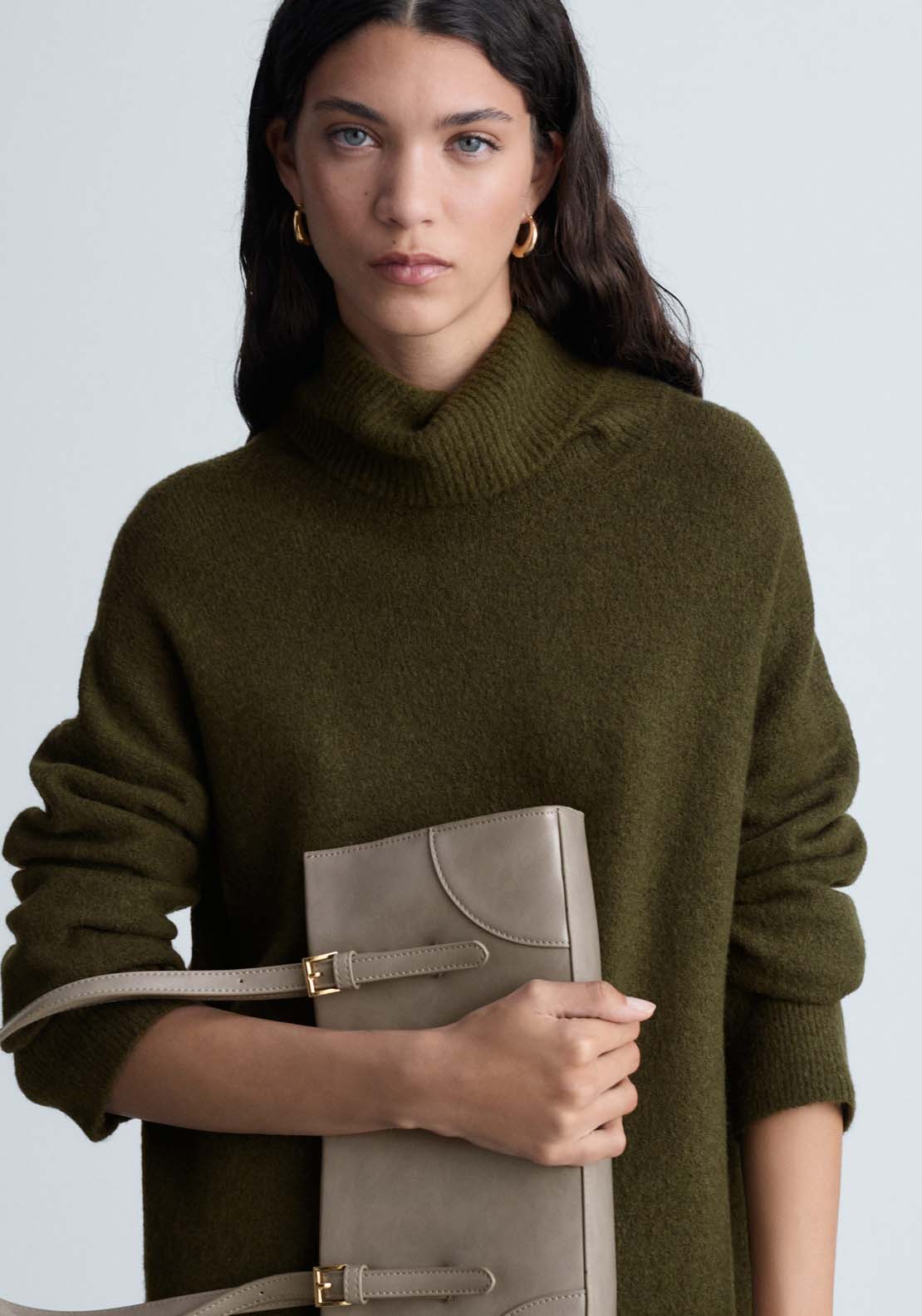 Mango Short turtleneck knitted dress - Beige/khaki 4 Shaws Department Stores