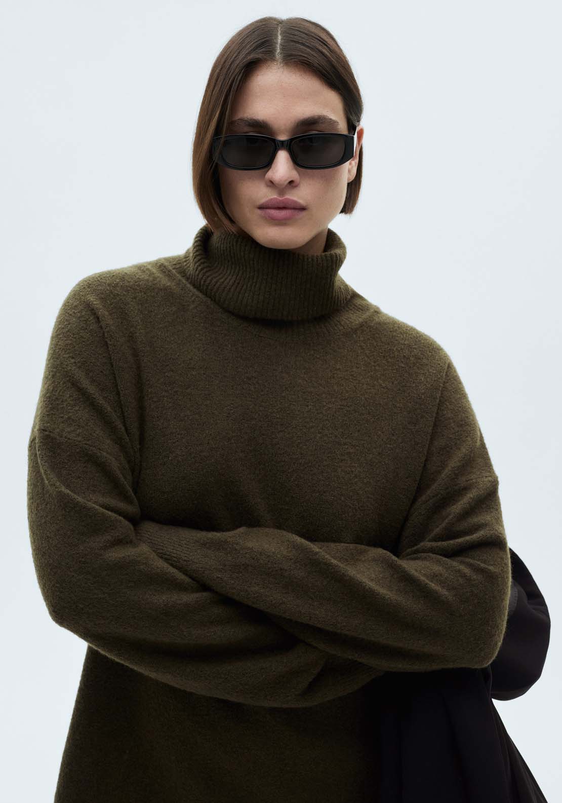 Mango Short turtleneck knitted dress - Beige/khaki 6 Shaws Department Stores