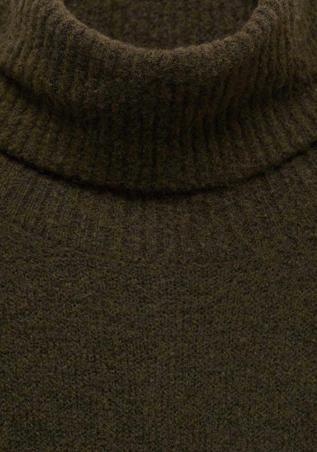 Mango Short turtleneck knitted dress - Beige/khaki 8 Shaws Department Stores