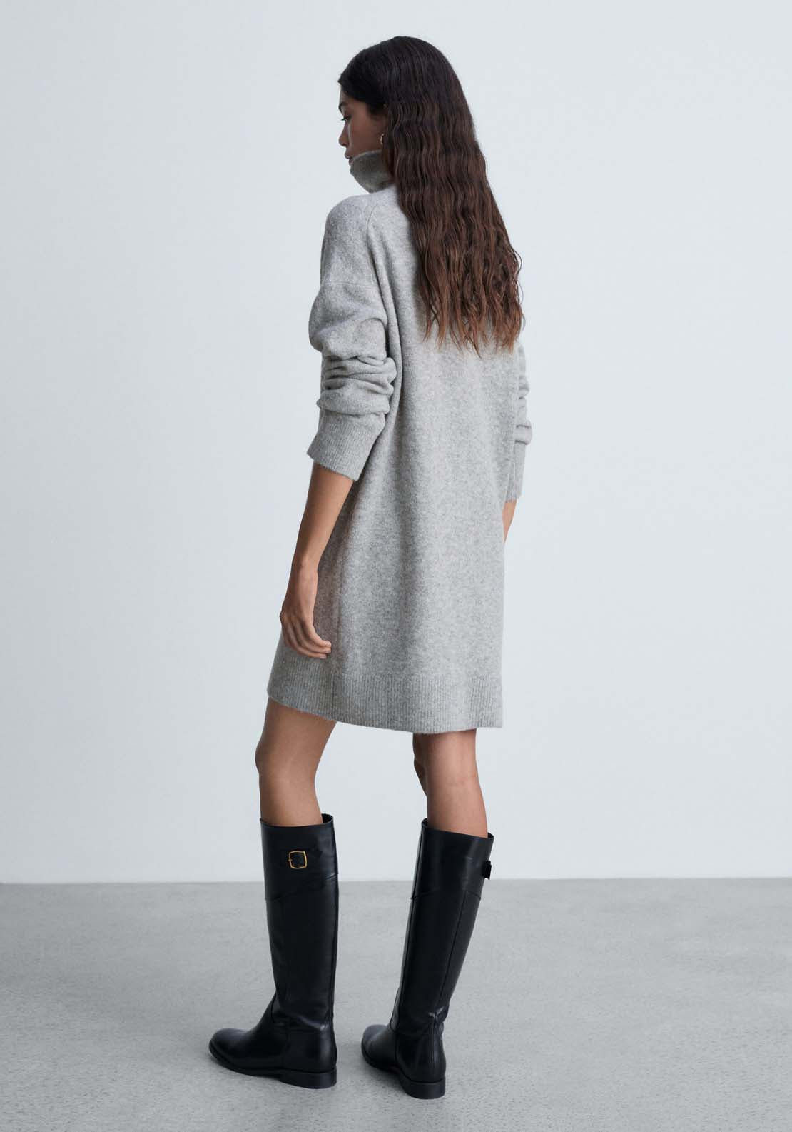 Mango Short turtleneck knitted dress - Medium Gray 7 Shaws Department Stores