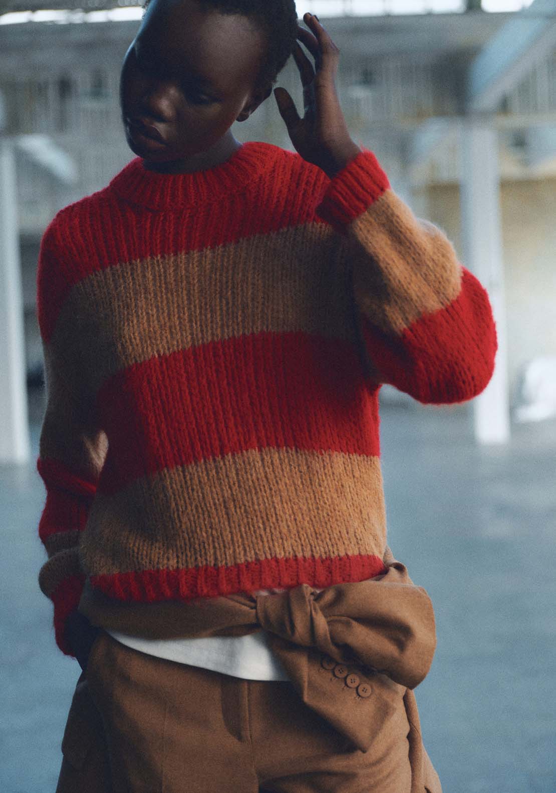 Mango Thick knit striped jersey - Red 2 Shaws Department Stores