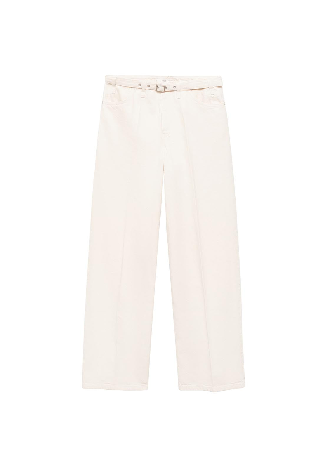 Mango Wide Leg Jeans With Belt - Beige 9 Shaws Department Stores