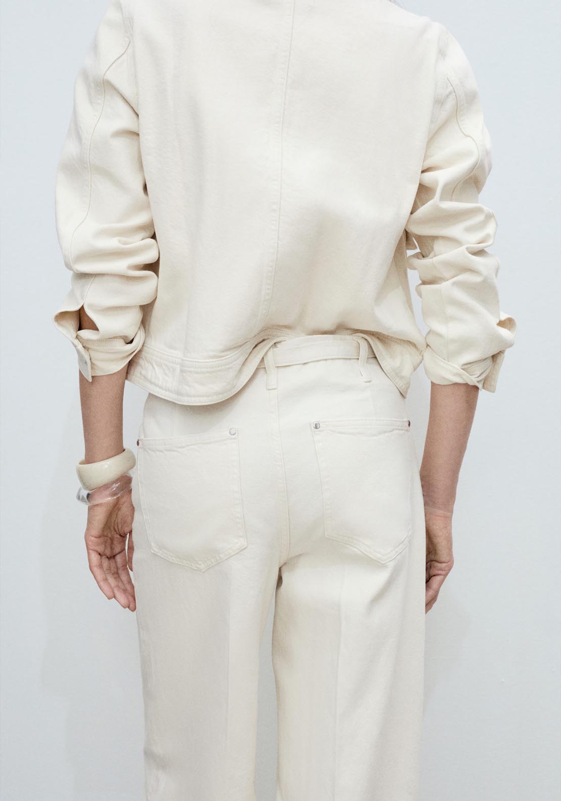 Mango Wide Leg Jeans With Belt - Beige 5 Shaws Department Stores