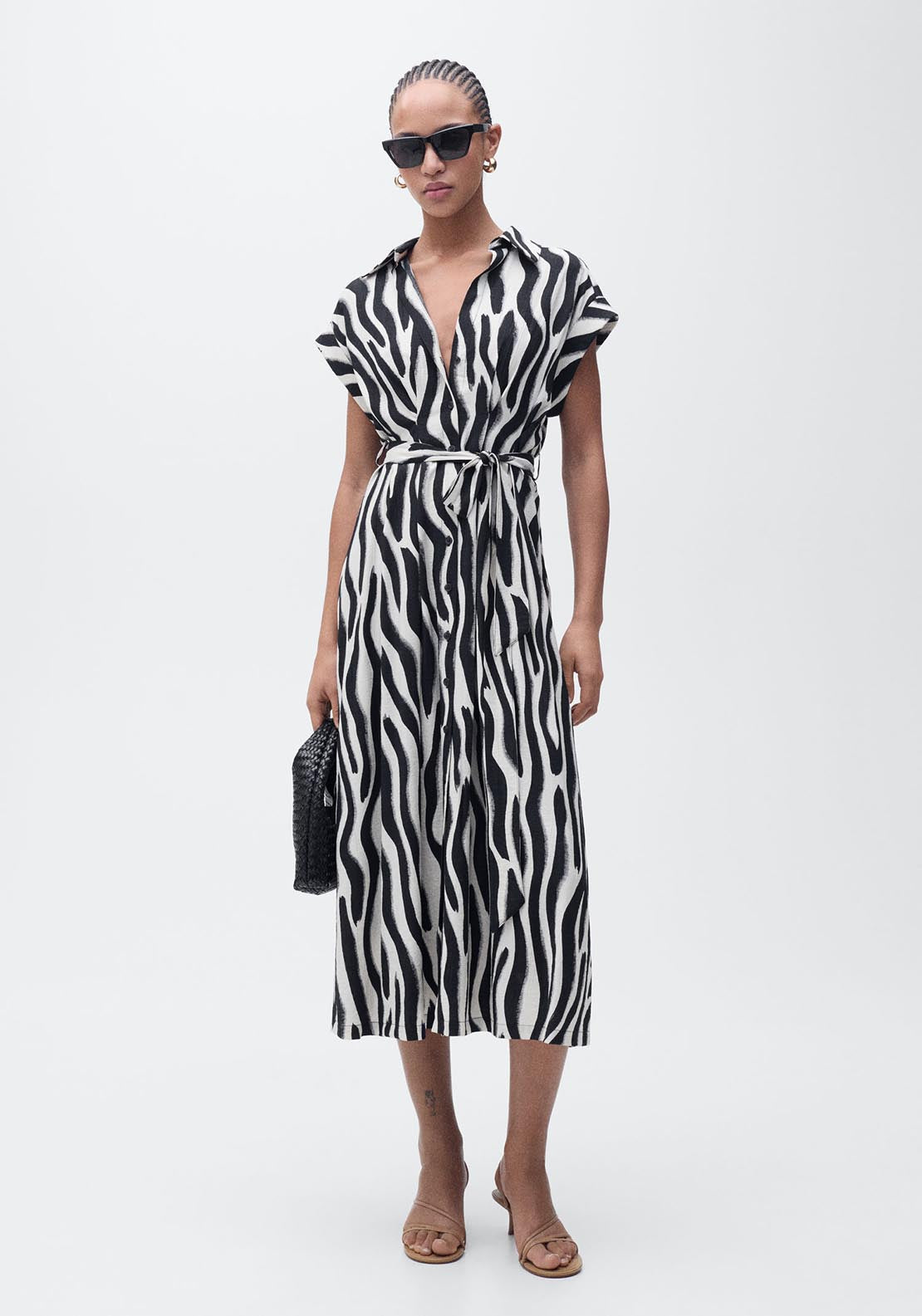 Mango Zebra shirt dress - Black 1 Shaws Department Stores