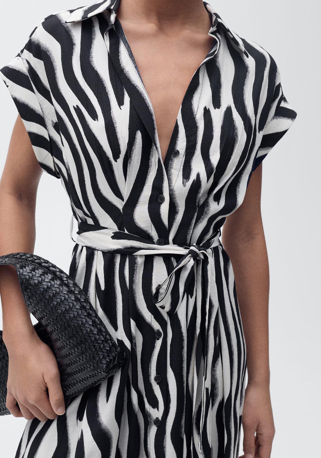 Mango Zebra shirt dress - Black 4 Shaws Department Stores