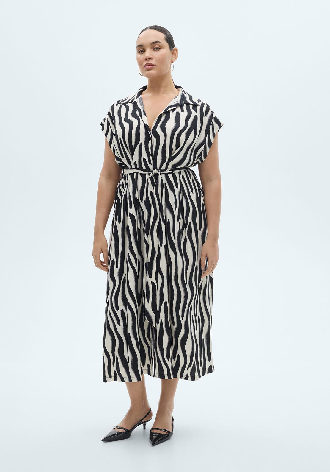 Mango Zebra shirt dress - Black 13 Shaws Department Stores