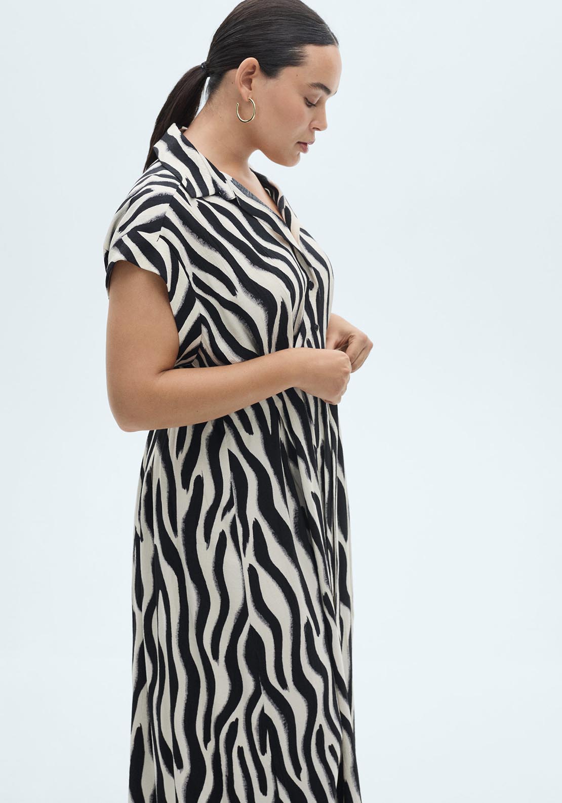 Mango Zebra shirt dress - Black 15 Shaws Department Stores