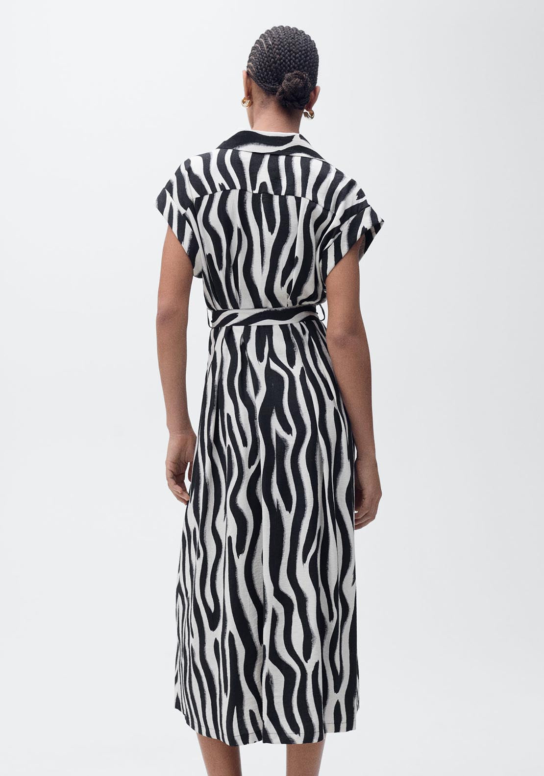 Mango Zebra shirt dress - Black 2 Shaws Department Stores