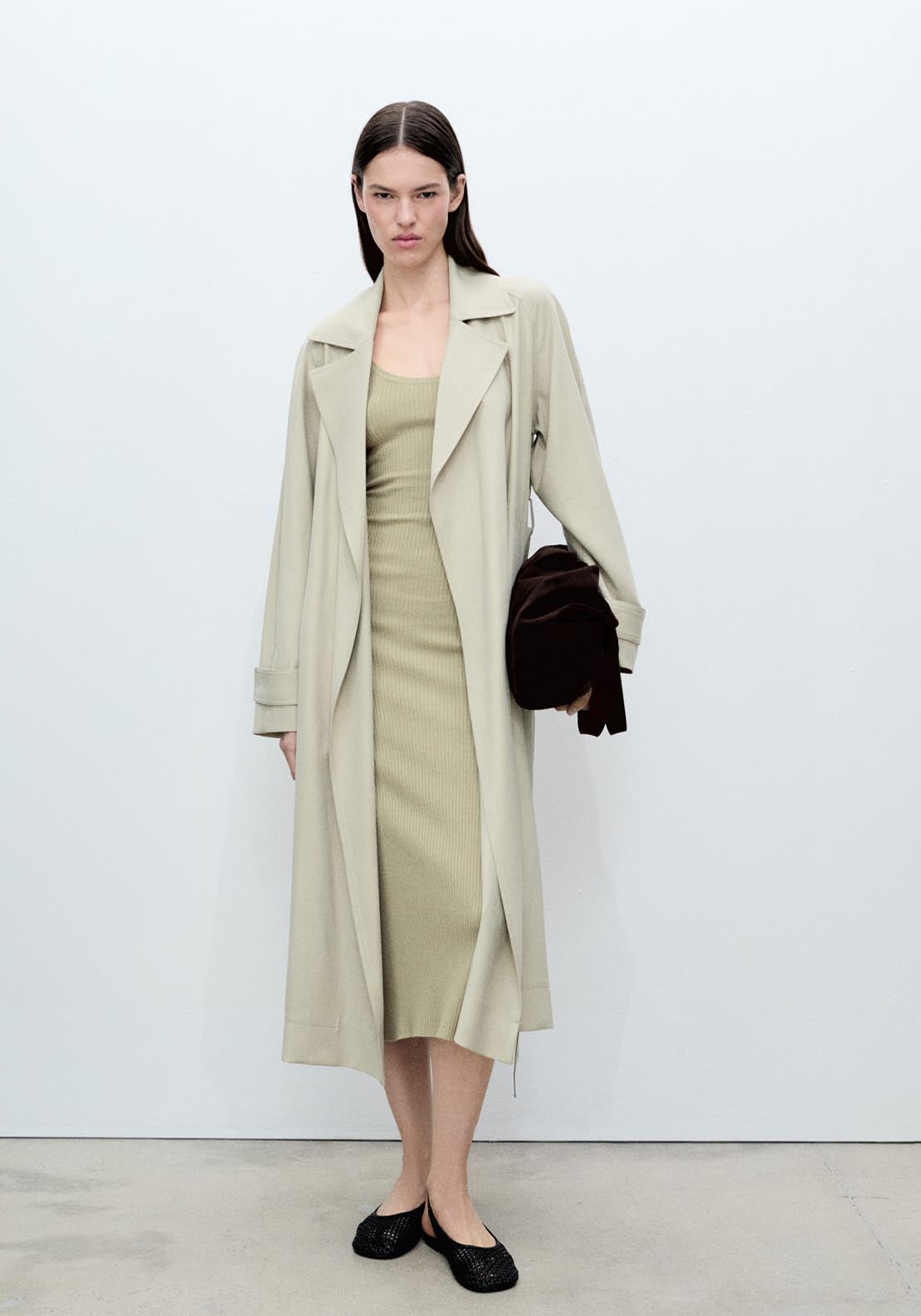 Mango Ribbed Knitted Midi Dress - Beige/khaki 3 Shaws Department Stores