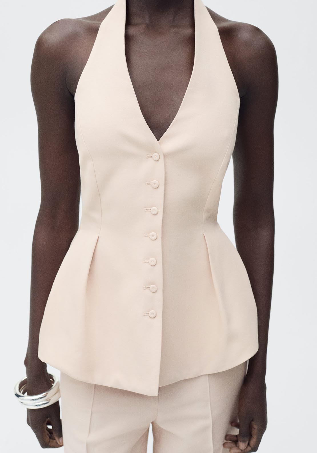 Mango Halter neck vest with darts - Light/pastel Pink 4 Shaws Department Stores