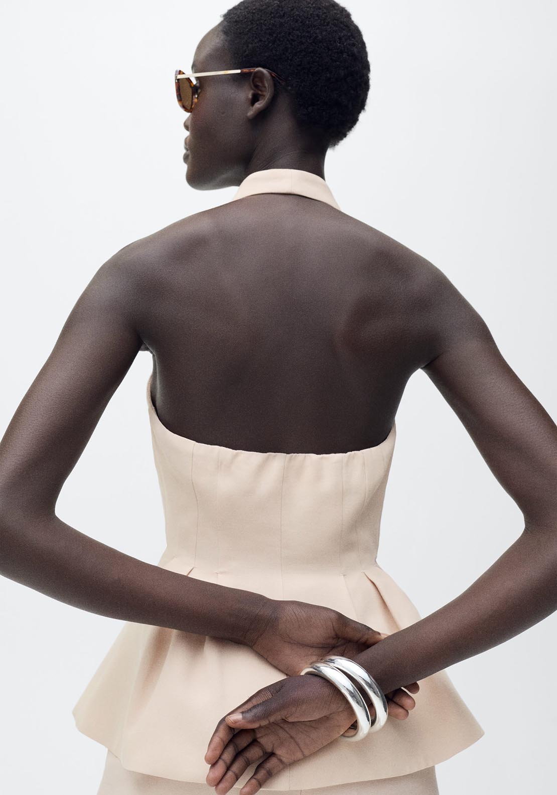 Mango Halter neck vest with darts - Light/pastel Pink 3 Shaws Department Stores